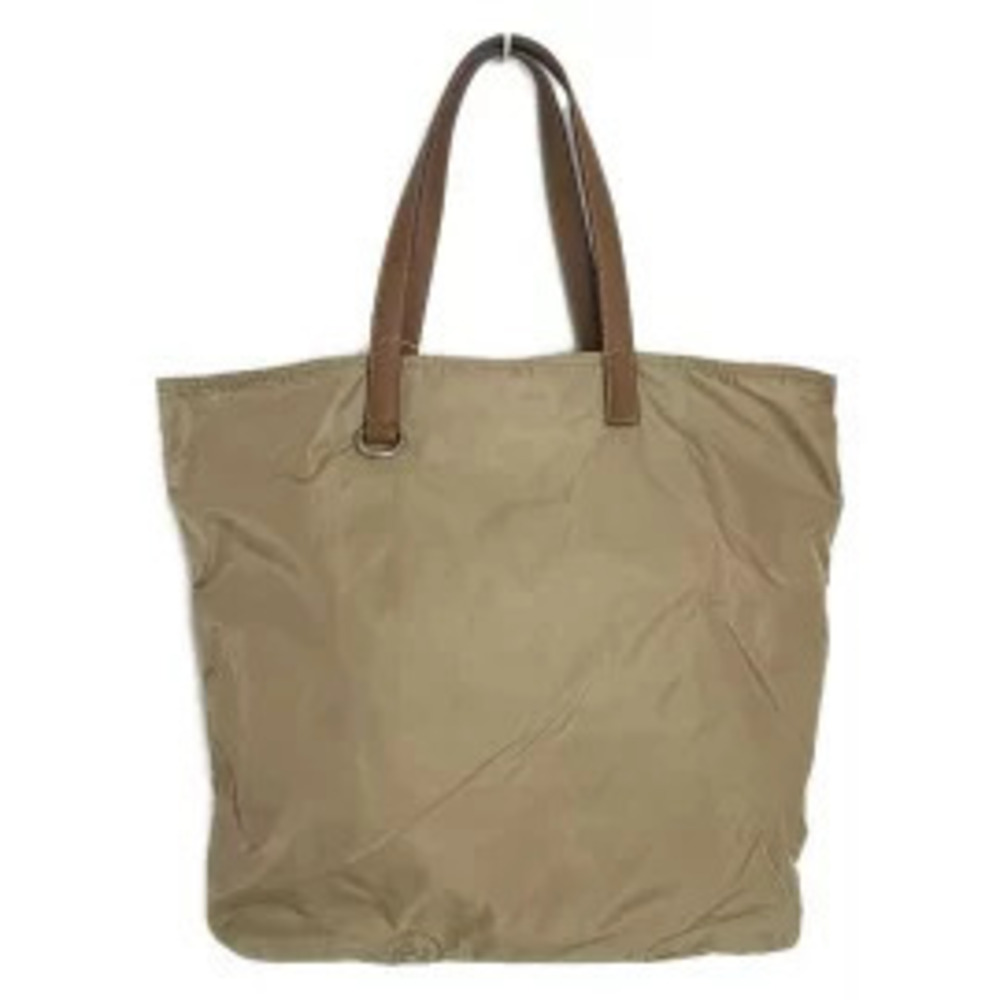 Prada Brown Leather Beige Tote Bag Brown Tan